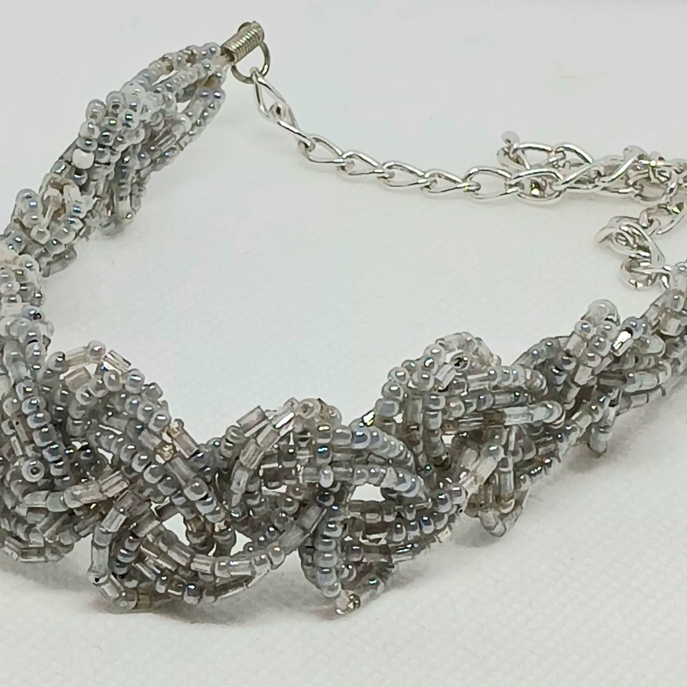 Silver Grey Shimmer Braided Choker/ Necklace